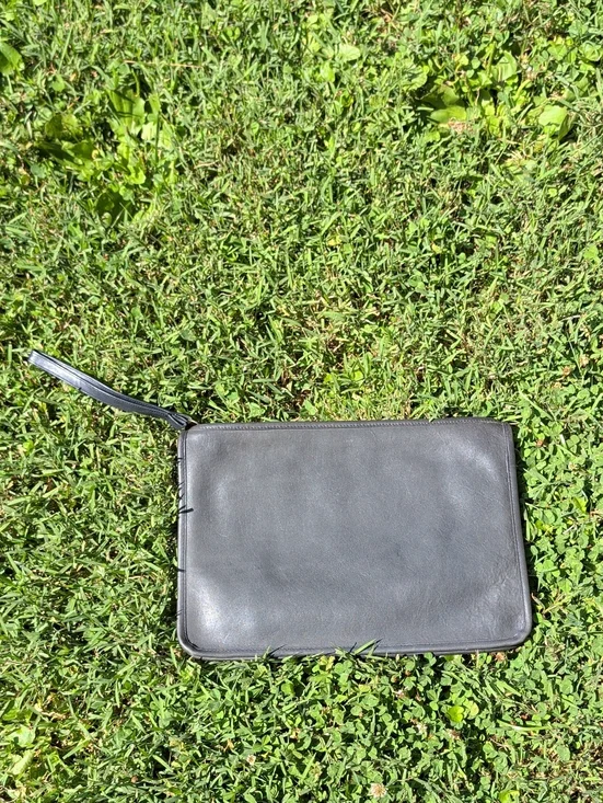 Vintage NYC Navy Large Slim Clutch Wristlet / Document case