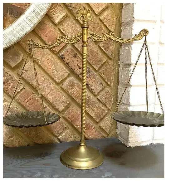 Vintage Brass Scales with‎ Eagle Finial Americana Military