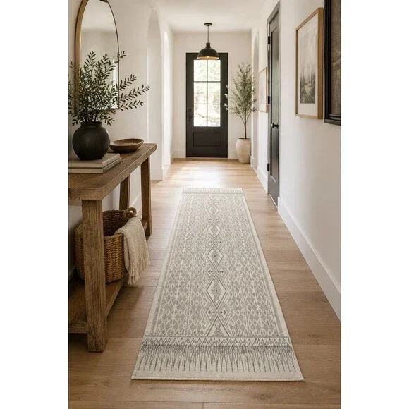 RUGGABLE Washable Runner 7' x 2.5' & Classic Rug Pad Pet Child Friendly Herdanza