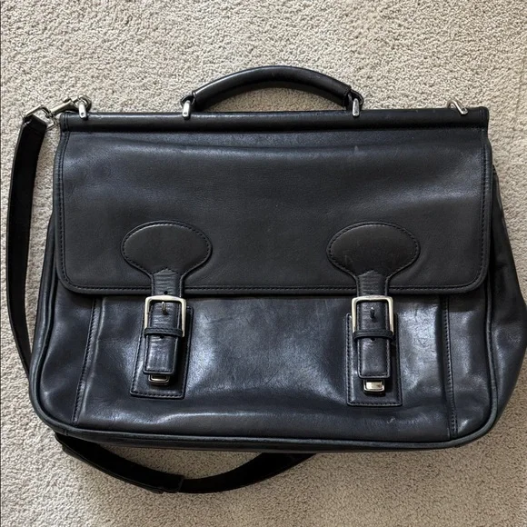 Coach Men's Black Leather Briefcase Messenger Bag