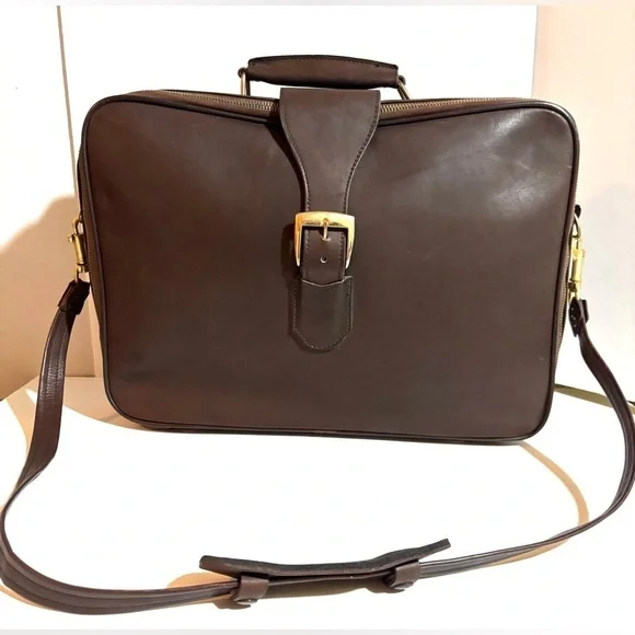 Vintage unisex briefcase, travel work weekend Brown Leather Bag