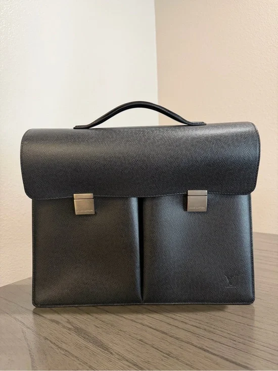 Louis Vuitton Vintage Black Taiga Leather Briefcase