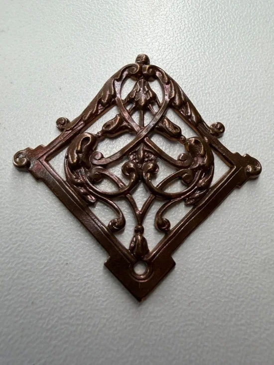 Vintage Floral Brass Metal Ormolu Ornamental Charm Decor 1 ¼