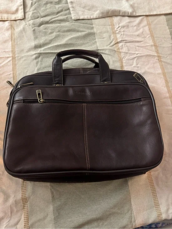 Heritage Dark Brown Leather Briefcase with Gold Hardware