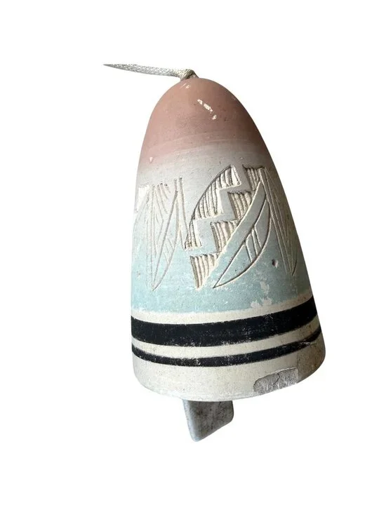 Native American Pottery Wind Chime VTG Navajo Signed Ceramic Bell Southwestern