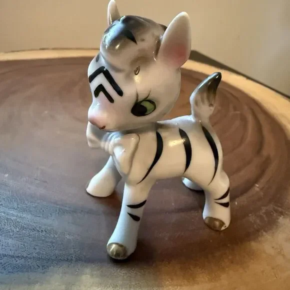 RARE Vintage Kitchie Ceramic Baby Zebra Figurine Made In Japan MCM 4”T 3” L