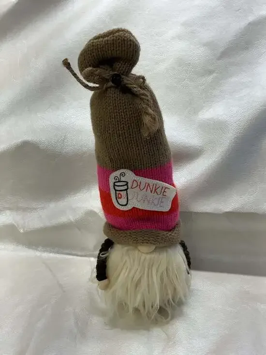 Dunkie Junkie Coffee Themed Handmade Plush Gnome Decor