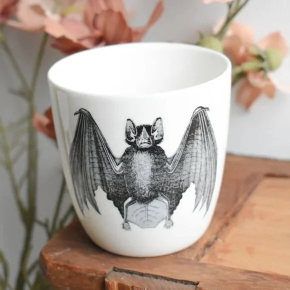 Vintage Small Porcelain Gothic Vampire Bat Cup VHTF