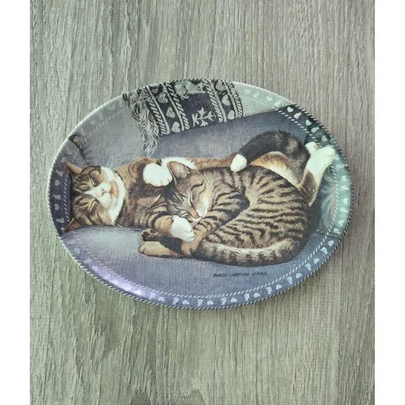 2002 Bradford Exchange Kitty Comforts Sweet Slumber Oval Cat Collector Plate