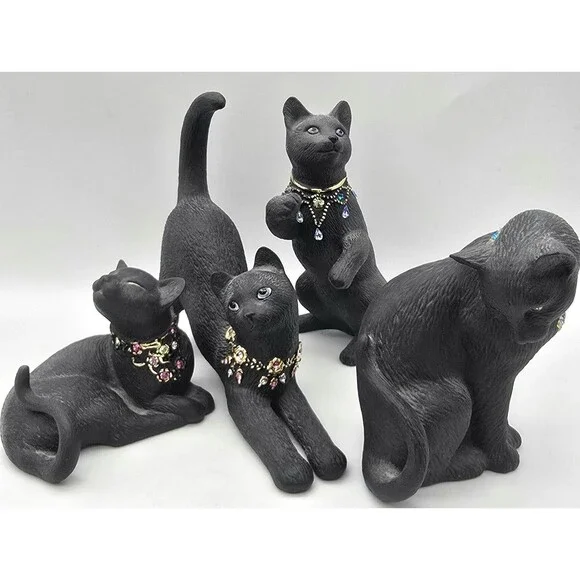 Set of 4 Lenox Jeweled Black Cat Collection