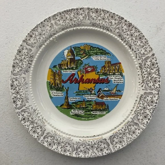 VTG Arkansas Collectors Plate Hot Springs Eureka Lake Hamilton Old Arsenal 7.25