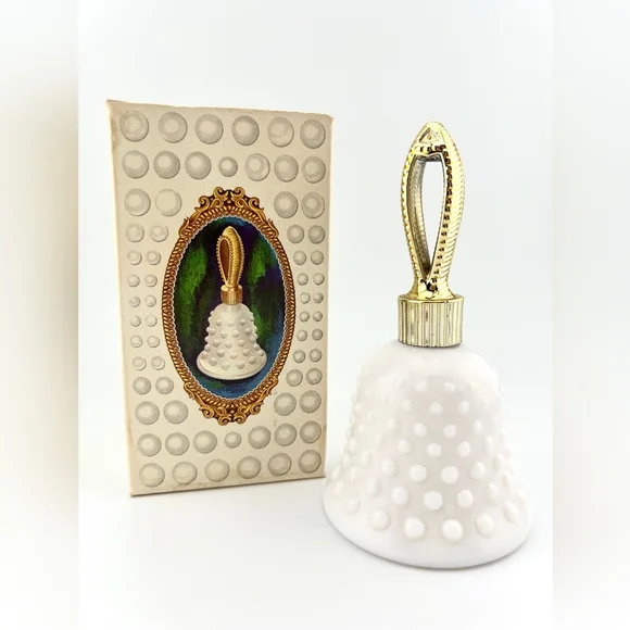 Vintage Avon milk glass hobnail bell cologne bottle