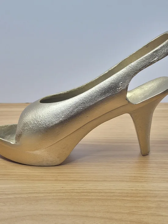 Gold Tone Cast Metal High Heel Paper Weight Decor