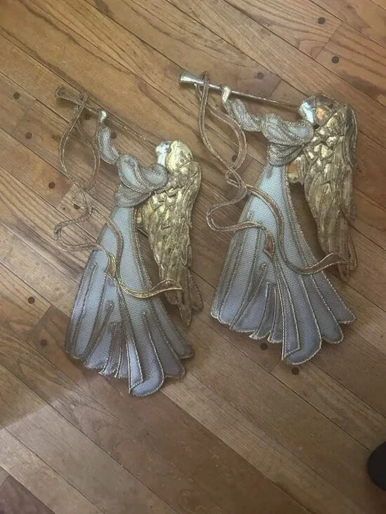 Gorgeous Vintage Mixed-Metal Art Angel Wall Art