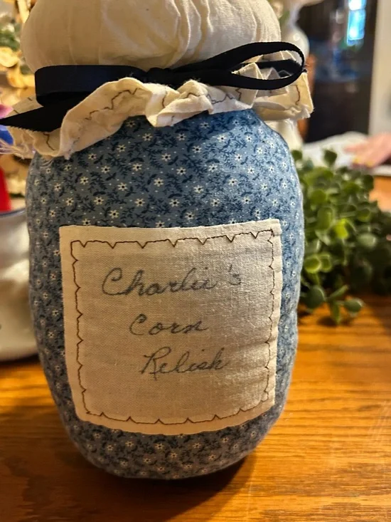 Blue Fabric Jar Décor - Home Accents