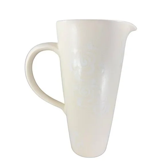 Faria and Bento‎ The White Rose Collection Tall Pitcher Carafe Ceramic Portugal