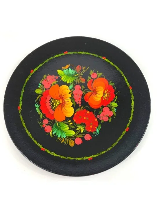 Russian Colorful Folk Art Hand Painted 11.75