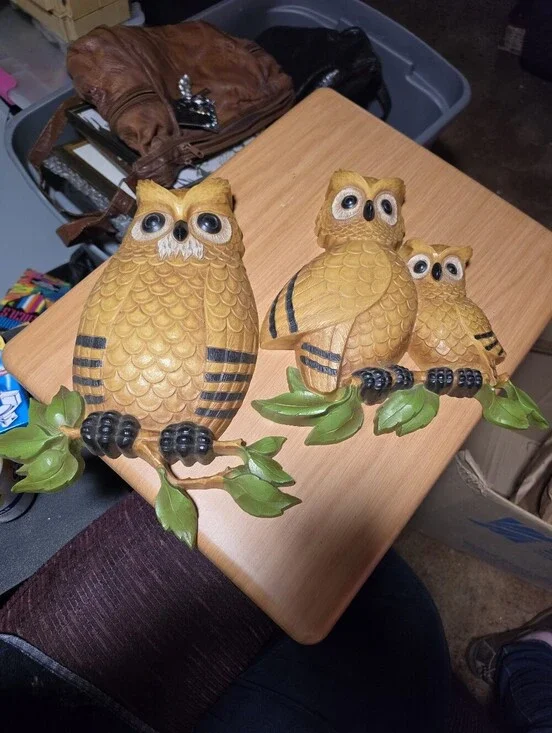 Homco Owl Hanging Plaque Wall Art Hoot Owls 7403 Set of 2 Retro MCM Wildlife