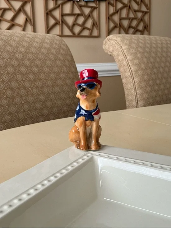 Patriotic Puppy Dog With Sunglasses Platter Decoration 🇺🇸