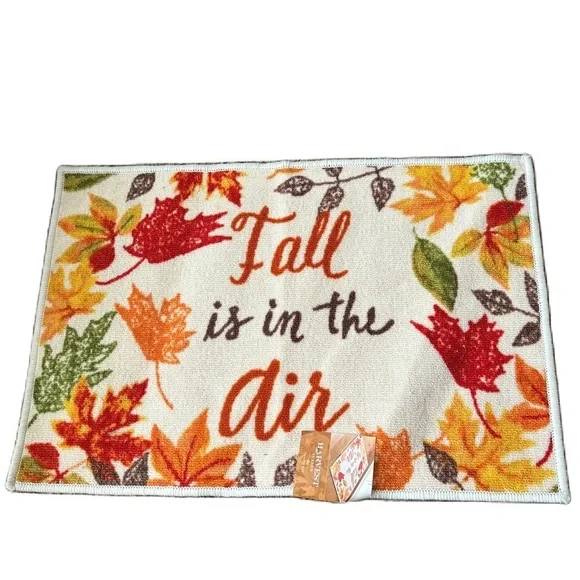 Harvest Season Printed Rug NEW Fall Is In The Air Leaves Leaf Orange Green