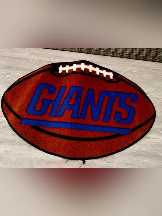 NY GIANTS Football Shaped Rug - Red & Blue