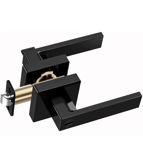 Matt Black Door Lever Privacy Passage Dummy Handle Interior Square Knobs Keyless