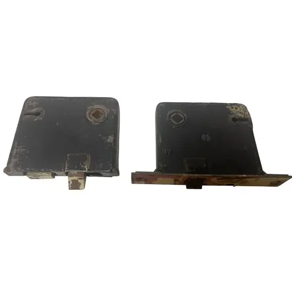 Pair set of 2 Antique ornate Mortise Lock Box Cast Iron art deco USA For Parts