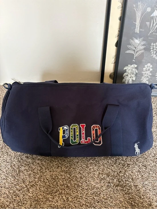 Polo by Ralph Lauren Navy Canvas Duffel with Multicolor POLO Embroidery