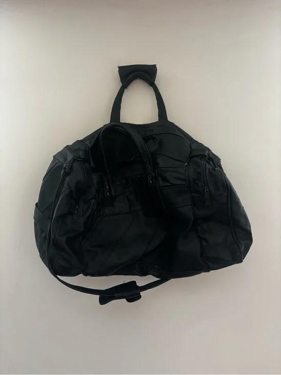 Vintage Talon Black Leather Travel Duffel Bag - Men's Weekend Bag