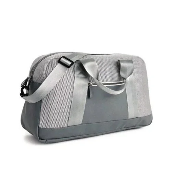 Mens Grey Mesh Duffel Bag Gym Sport Weekender‎ Travel Carryall Shoulder Strap
