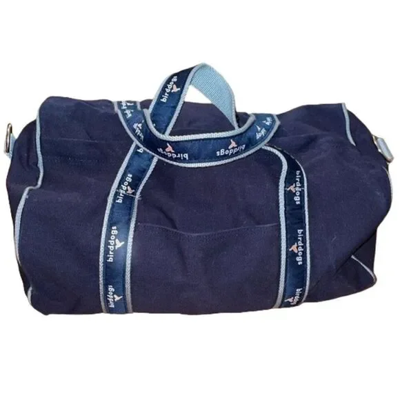 Birddogs Navy Blue Cotton Canvas Gym Duffle Bag 16x11 Preppy Travel