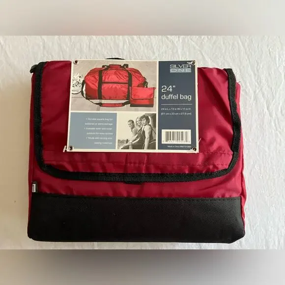 Silver One Red and Black 24” Duffel and Toiletries Bag Combo NWT