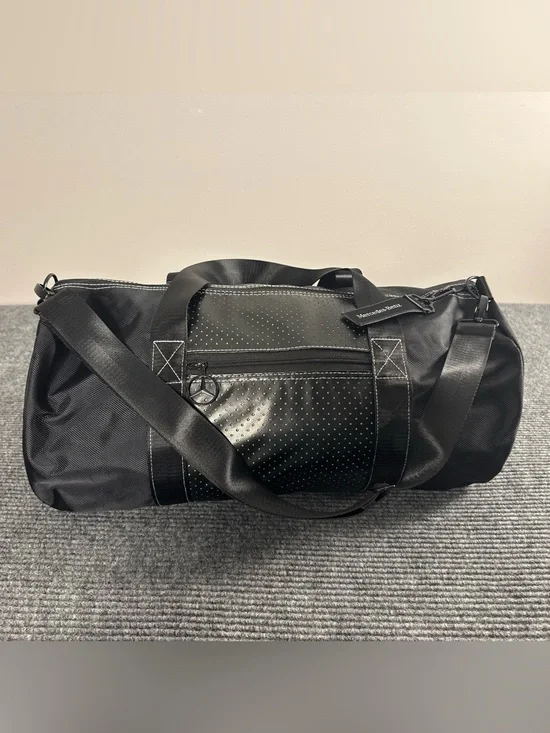 Mercedes-Benz Black Duffel Bag Gym Travel Weekender Logo Lining Shoulder Strap