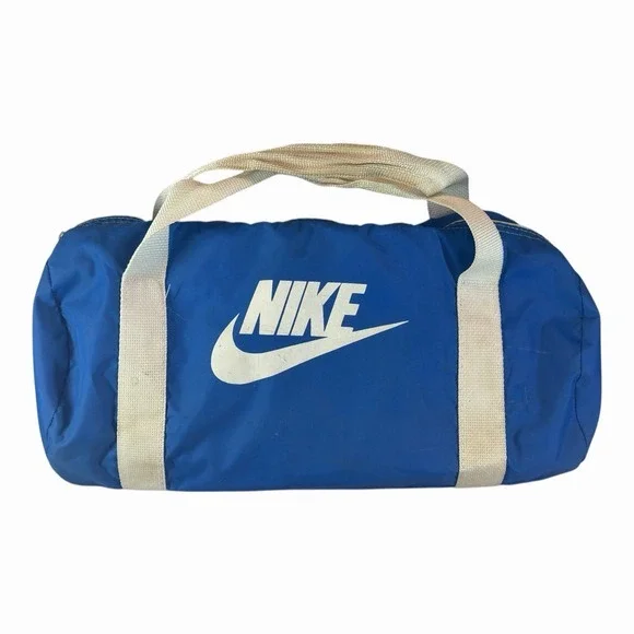 Nike Blue Duffel Bag with White Straps and Logo