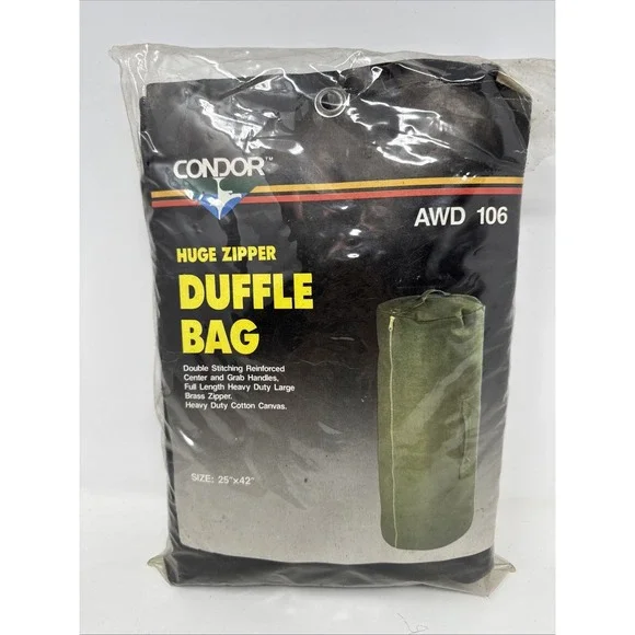 Condor Huge Zipper Duffle Bag AWD 106 Black 25x42 Heavy‎ Duty Military Tactical