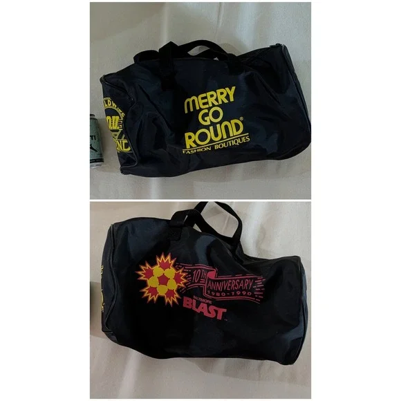 1989 Merry Go Round Baltimore Blast 10th Anniversary Duffel Gym Bag 16 x 9 In