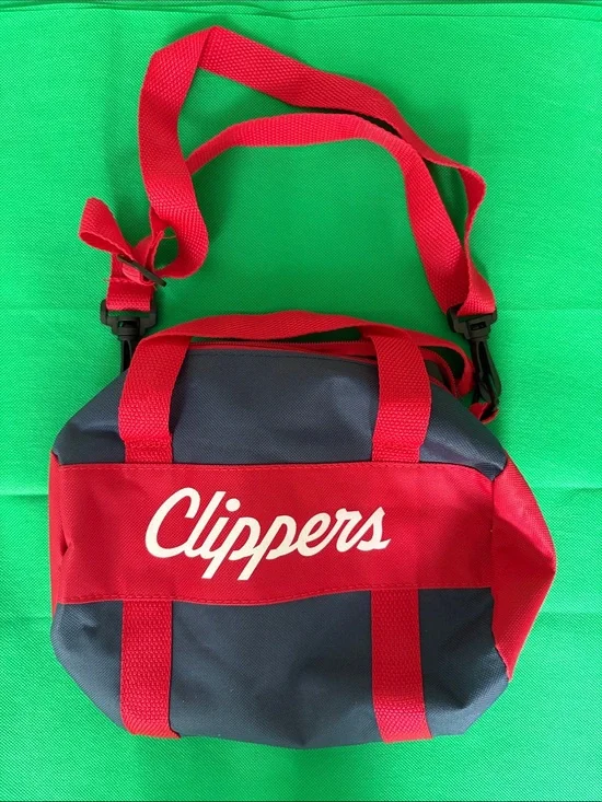 Red and Navy Duffel Bag with Adjustable Strap