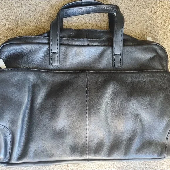 NWT Luxury Classic Black SADDLE LEATHER Carry-On Weekender Travel Duffle Bag 19