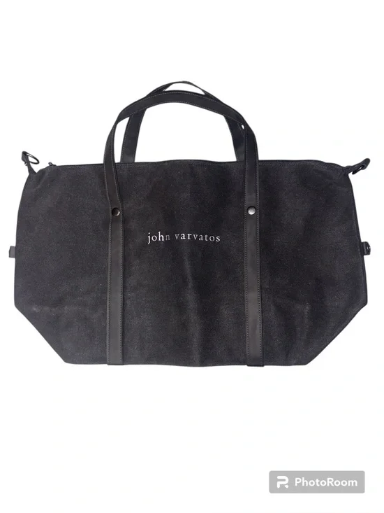 John Varvatos Duffle Bag Weekender Tote Gray Travel Zip Canvas