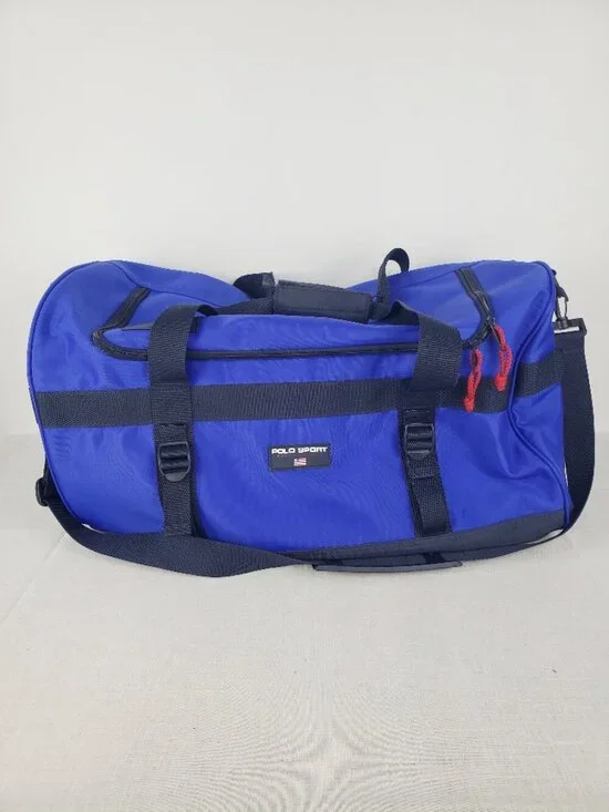 VTG Polo Sport Ralph Lauren Blue Duffel Bag Gym Weekender 90s Mens Duffle