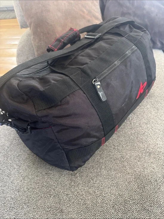 Men's Black Duffel Bag with Red Accents - Travel & Gym