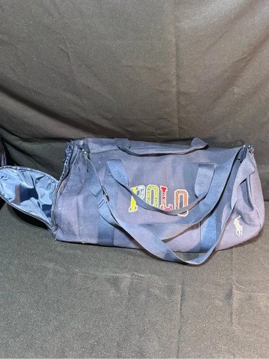 Polo by Ralph Lauren Navy Duffel with Multicolor Embroidered Logo