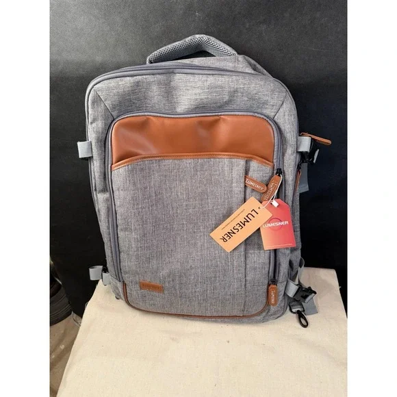 LUMESNER Travel Laptop Backpack Carry On‎ USB Port Gray Water Resistant