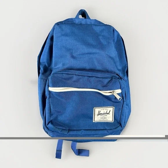 Herschel Laptop Backpack Padded Pockets Zippers Blue Red Striped Inside