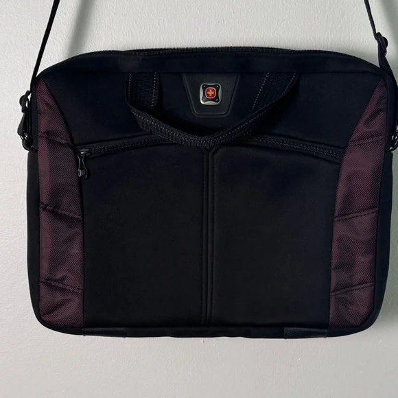 Swiss Gear Stylish Black‎ and Maroon Men's Messenger Crossbody Laptop Bag
