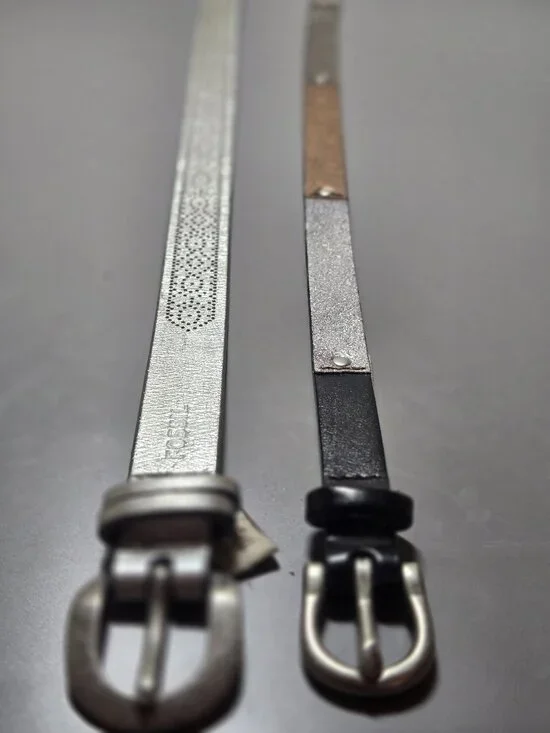 Metallic Fossil Belts, 2 Size Large Y2K, 90's Style Narrow Belts