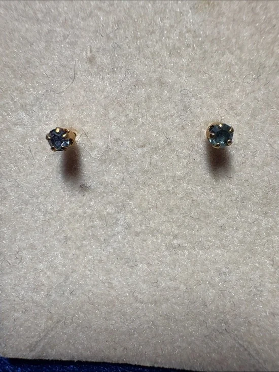 Gold-Set Blue Crystal Stud Earrings