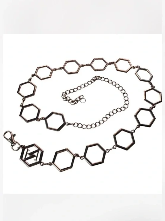 Vintage Silver Hexagon Chain Belt