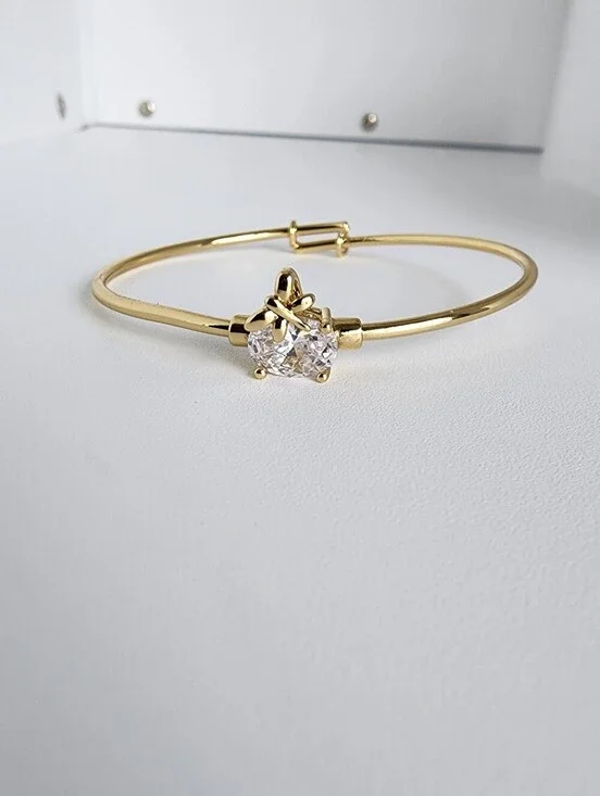 Gold Plated Butterfly CZ Bangle Bracelet Girls Kids 40mm Gift Jewelry