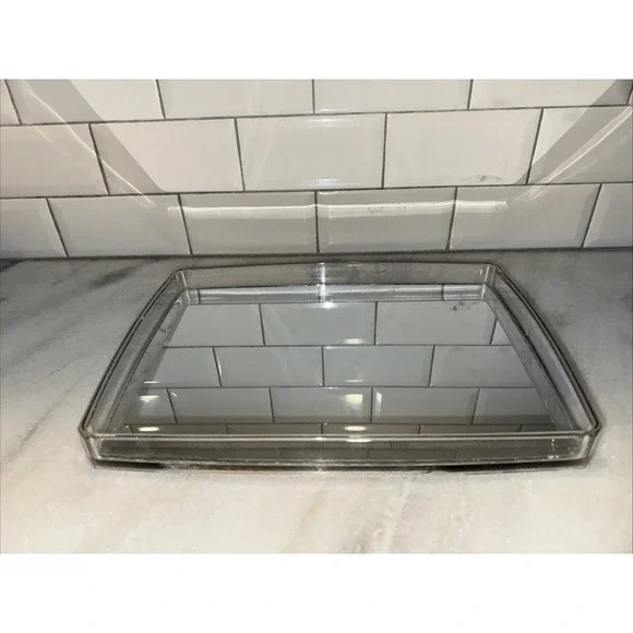 Vintage Vanity Lucite Acrylic Mirrored Tray Mid Century Modern GW993‎